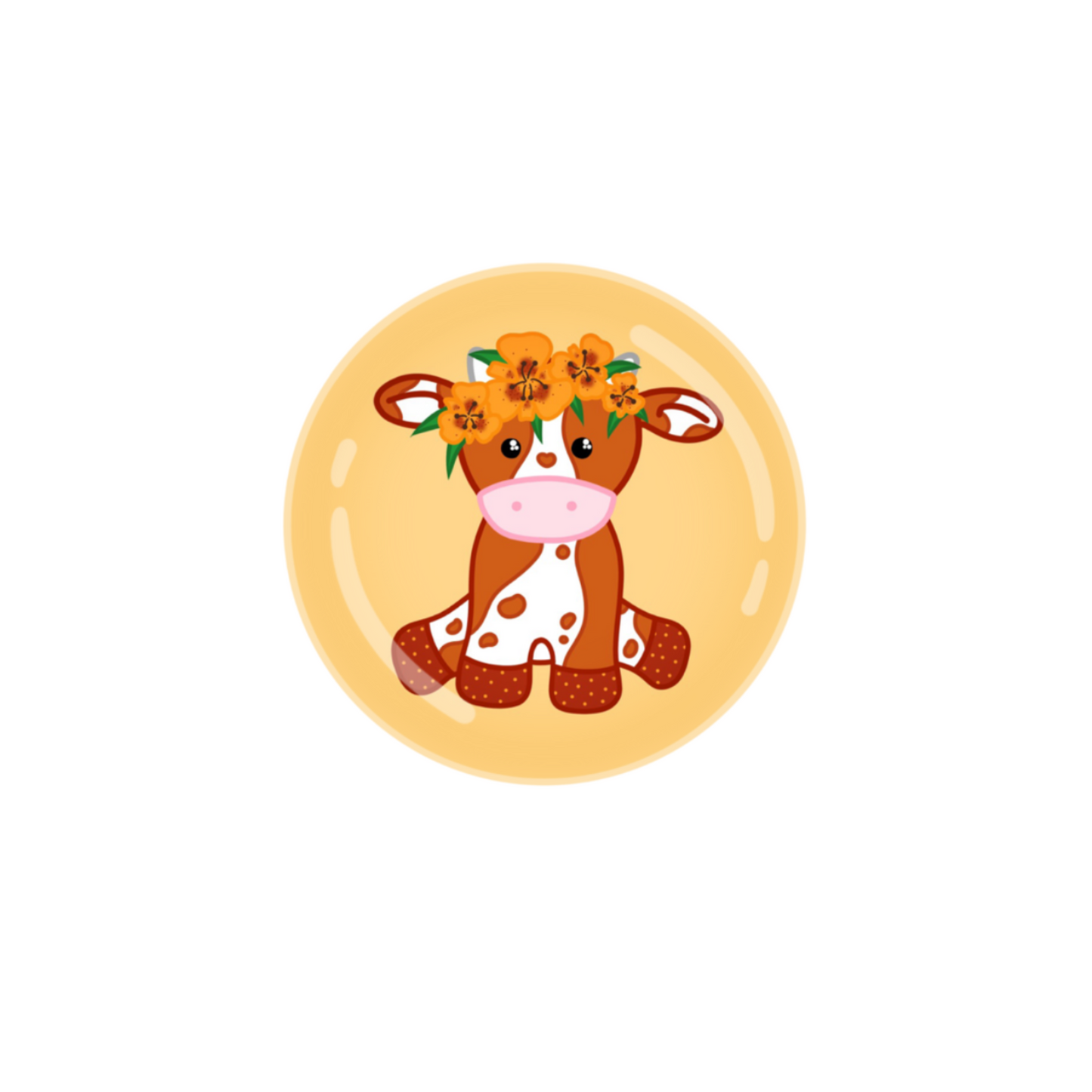 Orange Lily Cow Button