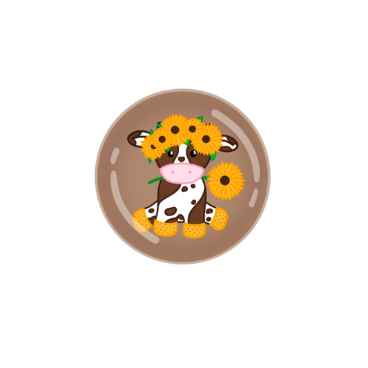 Sunflower Cow Button