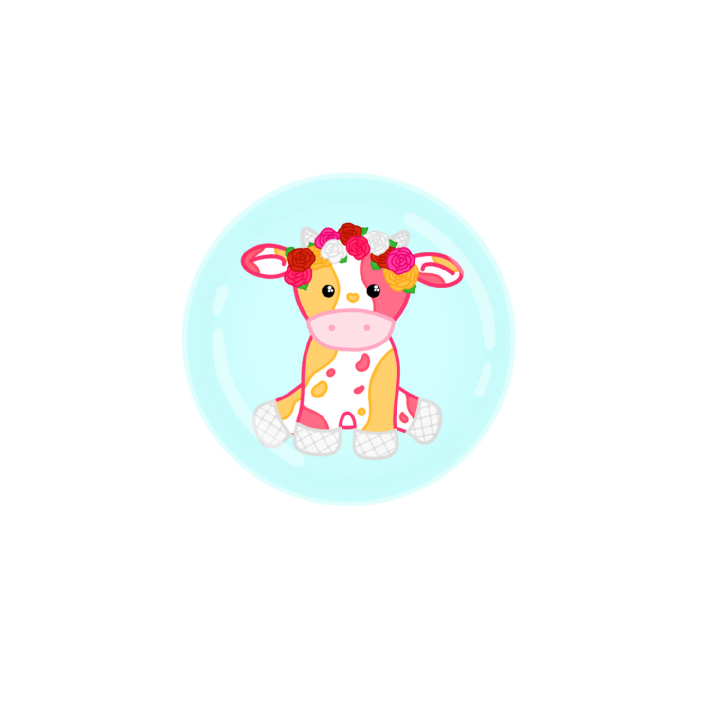 Rose Cow Button